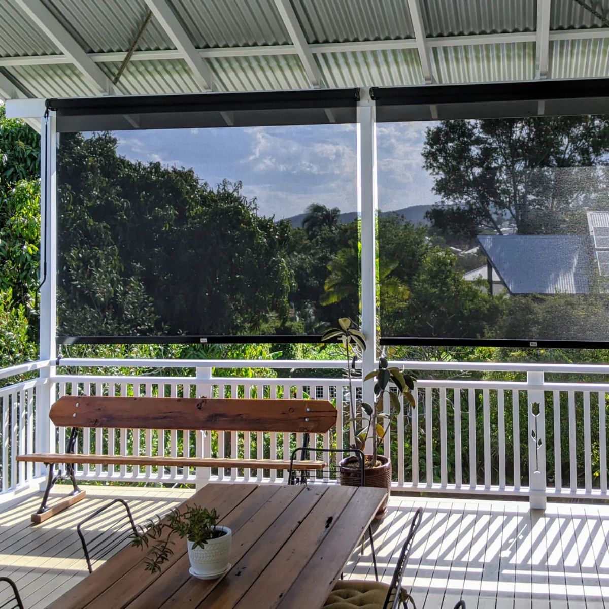 Outdoor blinds installed on a Brisbane home during a free in home measure and advice visit