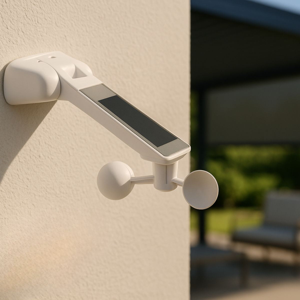 Wind sensor for Horizon motorised outdoor blinds that automatically retracts blinds in strong wind for weather protection in Brisbane.