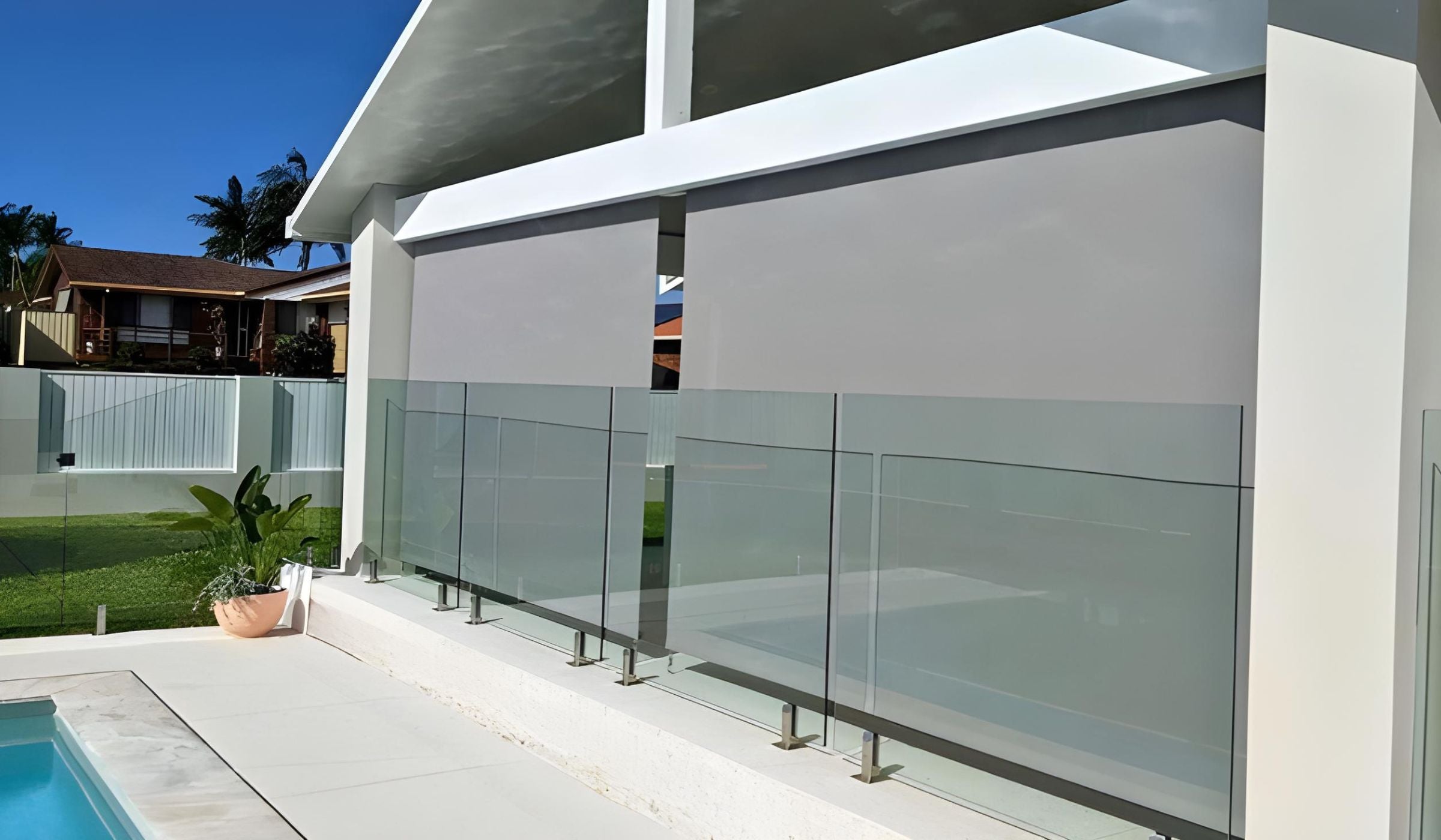 Outdoor blinds installed on a Brisbane home showing Horizon’s installation services across local suburbs